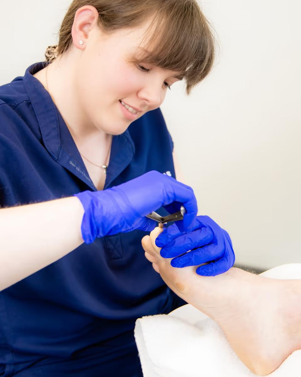 Clinical ingrown toenail assessment at The Foot Lab podiatry clinic in Glossop, North West