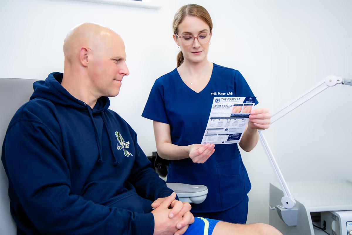 New patient consultation at The Foot Lab podiatry clinic in Glossop, North West