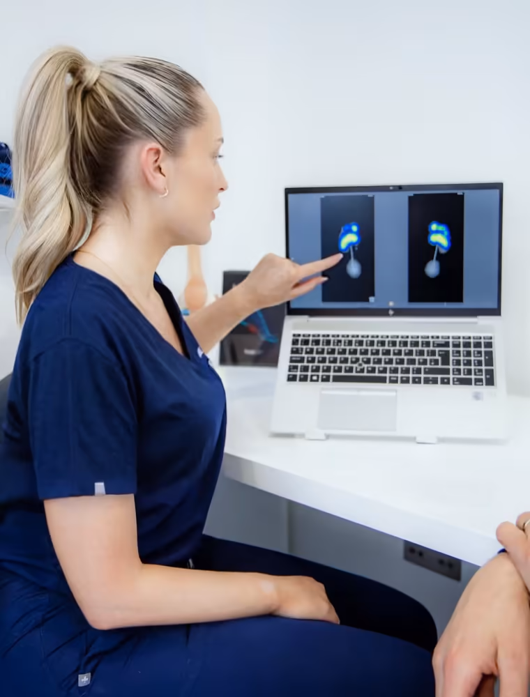 Podiatrist performing a gait and biomechanical assessment at The Foot Lab clinic in Glossop